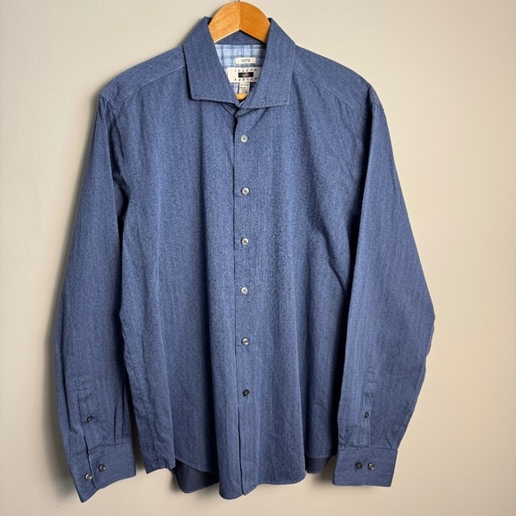 Joseph Abboud Men's Long Sleeve Textured Non-Iron Button‎ Up Shirt Blue X-Large - Picture 1 of 13